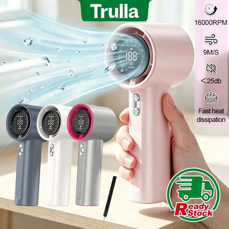 TRULLA Powerful Turbine Handheld Fan, 100‑Speed Adjustable Portable Mini Fan Digital Display Rechargeable Outdoor Cooling Fan 手持小风扇