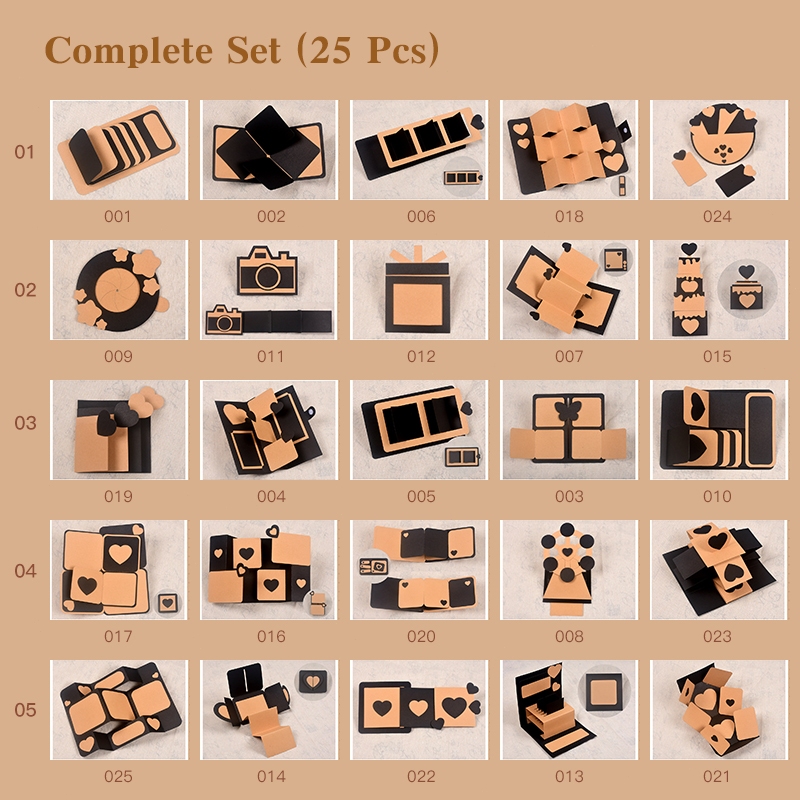 [300 gsm] DIY Scrapbook Mechanism Pop Up 3D Album Foto Decoration Handmade Journal Craft Kit Photo Album Memory Book, Gift, Material Kit