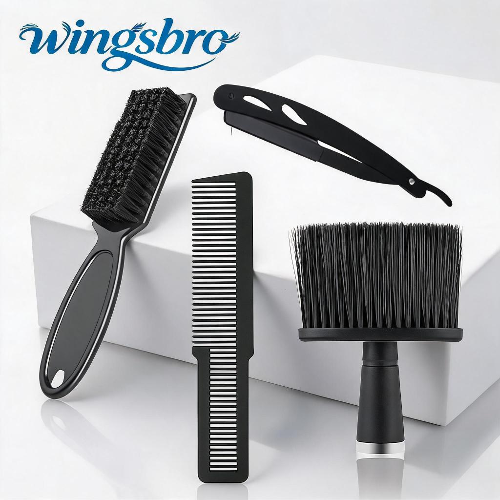 Professional Beard & Mustache Grooming Kit With Razor And Brush , Men’s Facial Hair Comb—All Body Facial Hair Grooming Kit (Black)