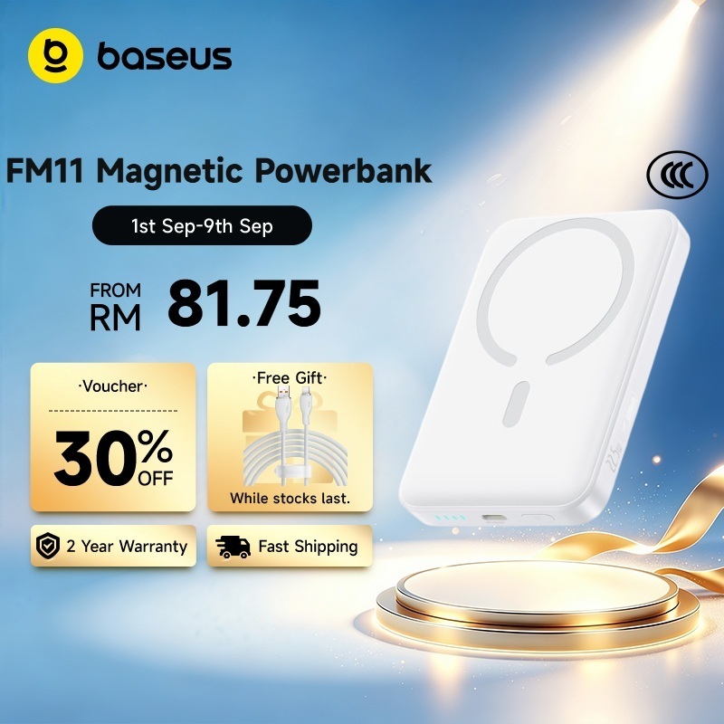 【CCC Certified】Baseus FM11 Magnetic Power Bank 10000mAh 15W Wireless Charging 22.5W Wired Charge Mini Wireless Fast Charge Magsafe Powerbank