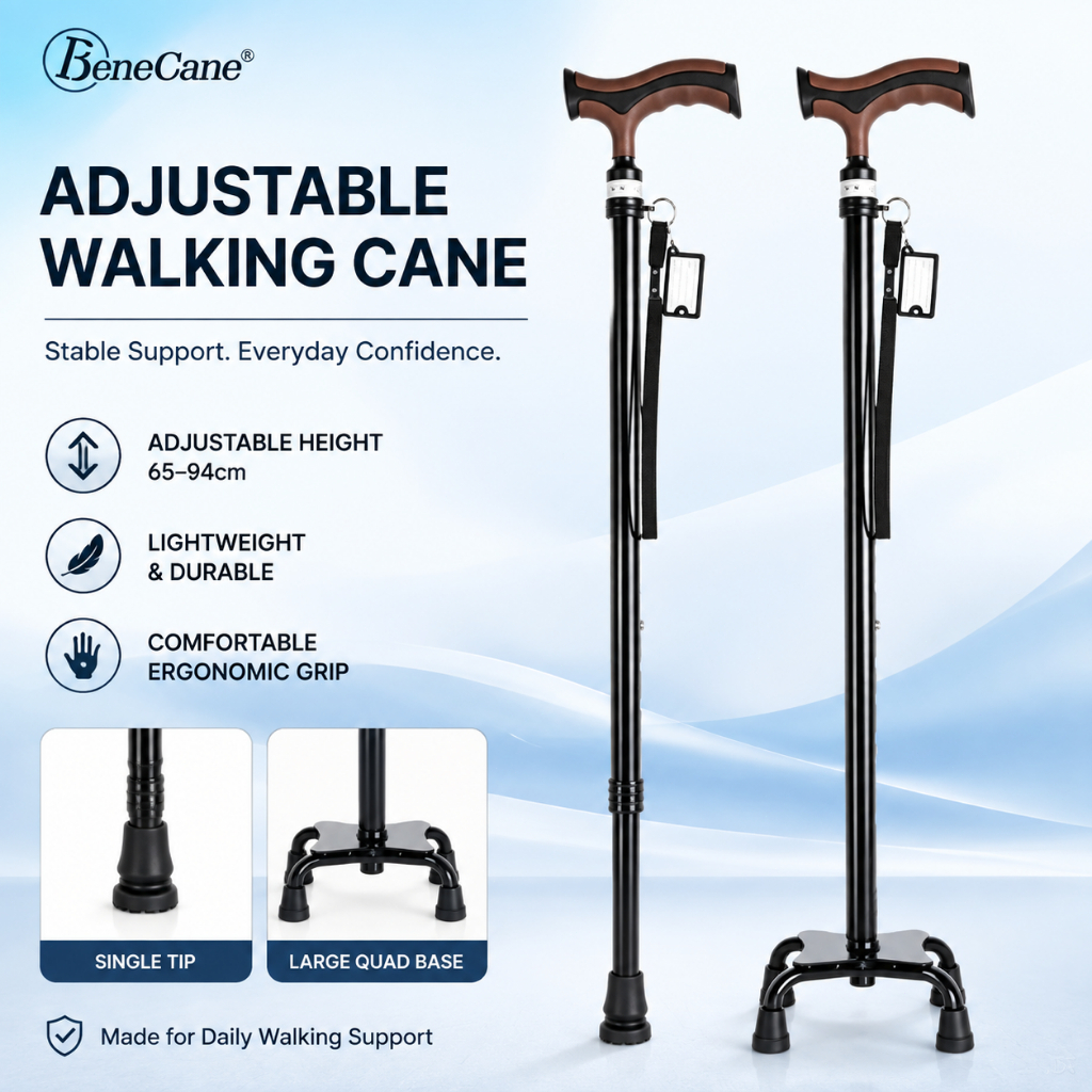 UltraLightweight Adjustable Walking Stick Non-Slip Stick Tongkat Orang Tua For Elderly Seniors