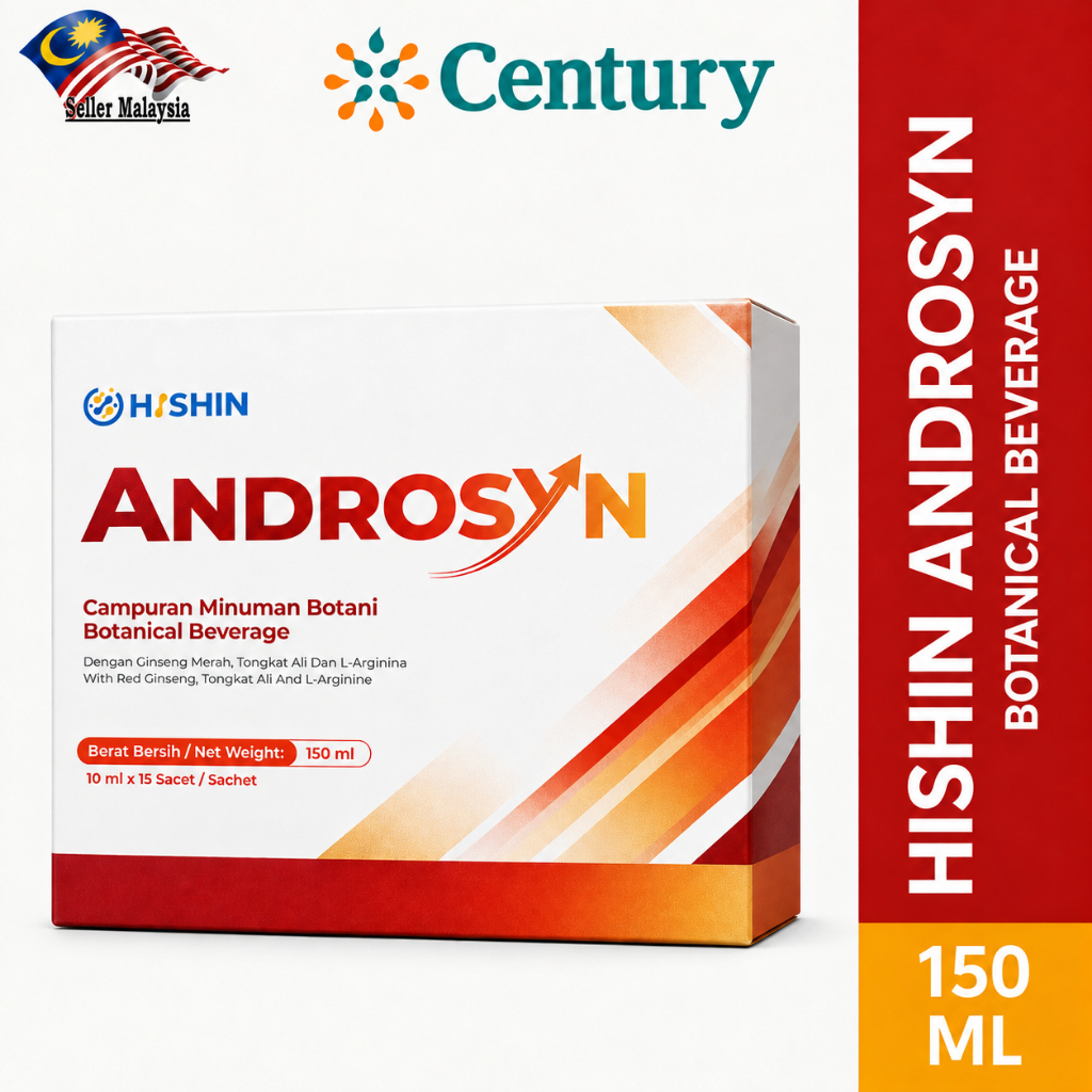 HISHIN Androsyn Botanical Beverage with Red Ginseng, Tongkat Ali & L-Arginine | Support Energy & Men’s Vitality