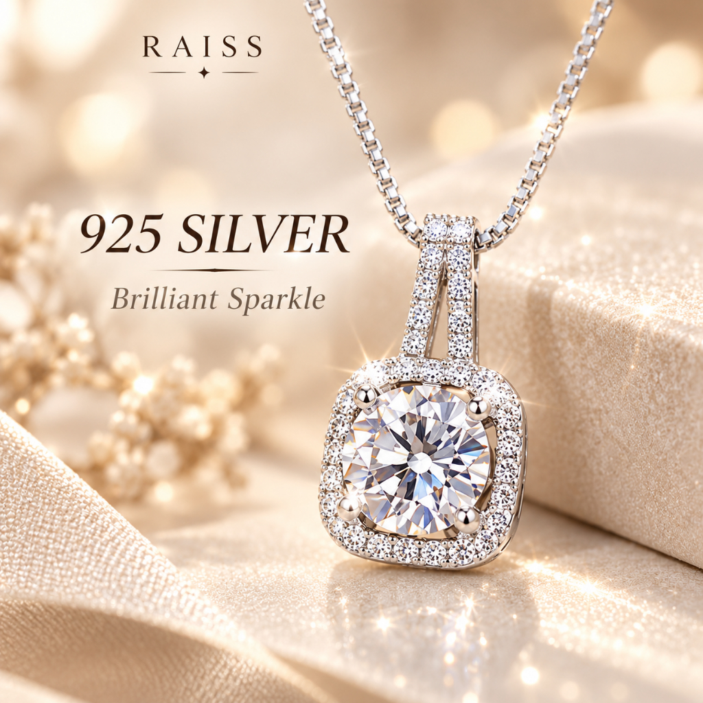 Silver Necklace 925 With Liontin Cubic Zirconia For Women Korea Zircon Jewelry Square Diamond Pendant Necklace