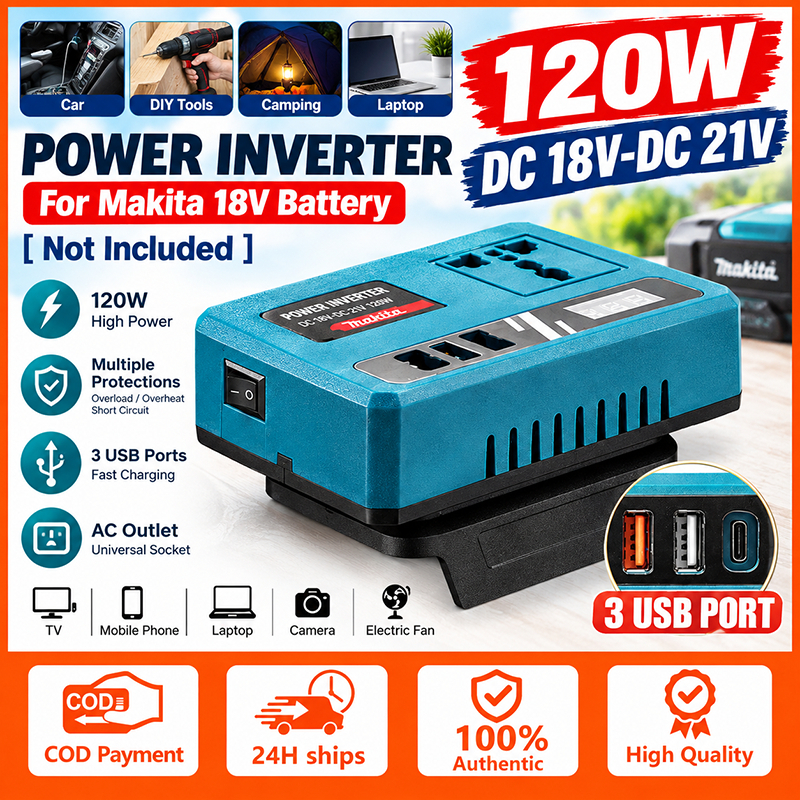 【2026upgrade】Makita Portable Power Inverters 150W Mudah Alih Cekap Tenaga Tukar Kuasa DC 12V to AC 220V Suitable for outdoor use