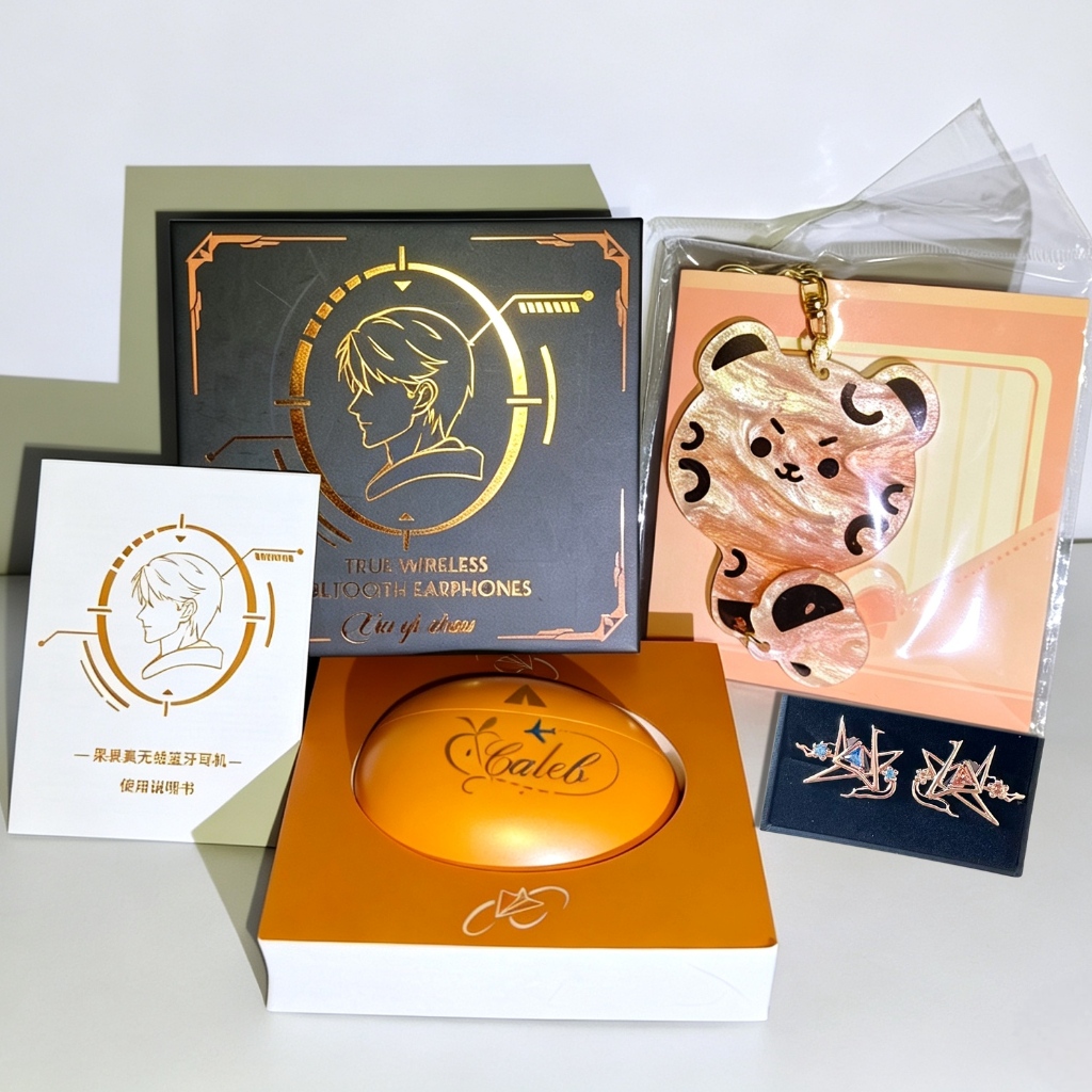 Love and Deepspace Caleb Xavier Zanye  Clip-on True Wireless Bluetooth Earphones with Exclusive Voice Prompts, Semi-in-ear Otome Game Peripheral TWS earbuds F21V
