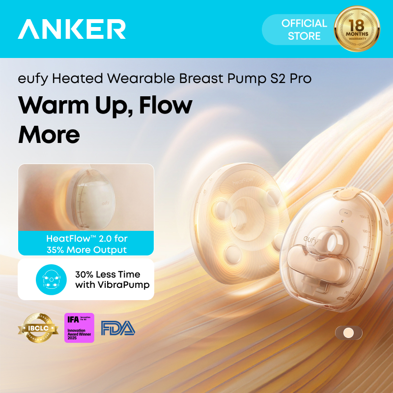Anker eufy S2 Pro Hands-Free Wearable Breast Pump 5oz/150ml HeatFlow 2.0 Technology and App Control