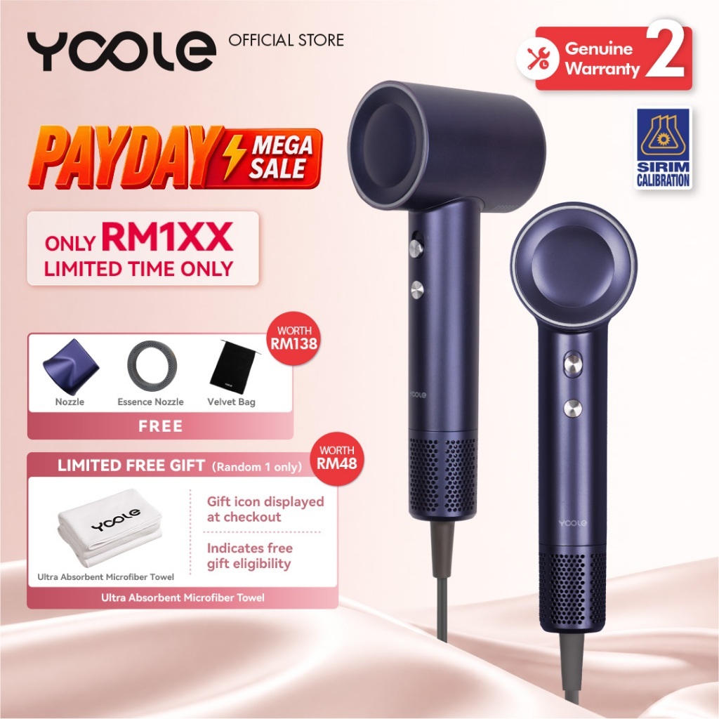 YOOLE High Speed Hair Dryer S+ | 500 Million Plasma Technology | light weight | 110K RPM Motor | Quick-drying with 8 Drying Modes | Thermo Control Ergonomic Design