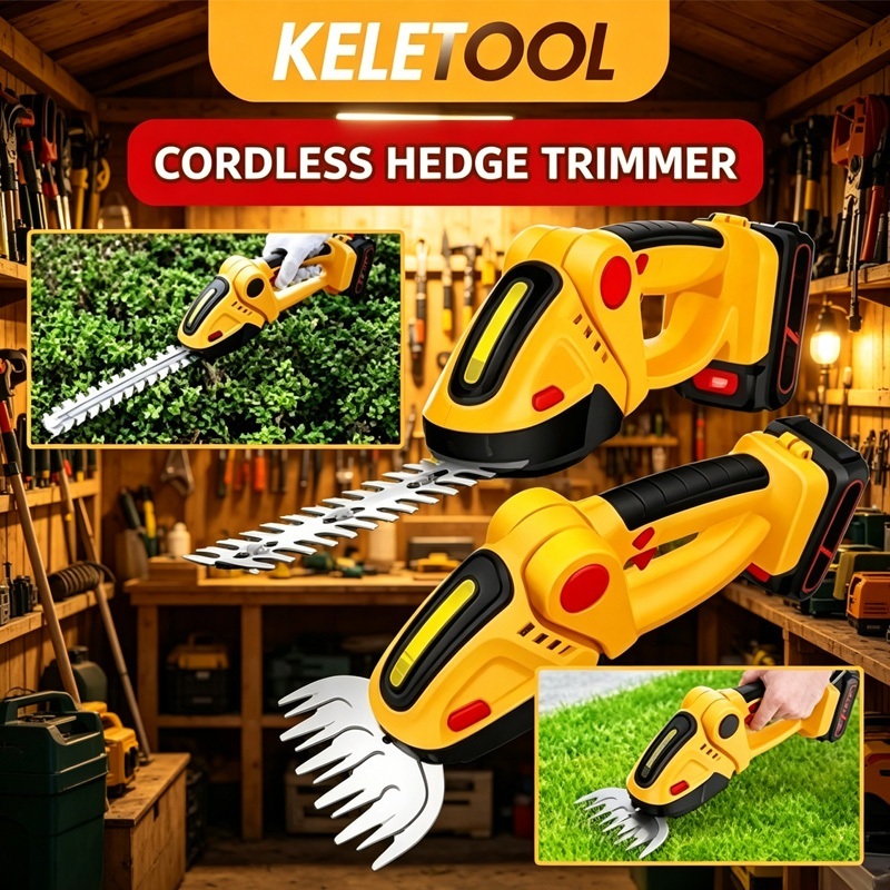2 in 1 Cordless Hedge Trimmer Lithium Rechargeable Grass Shrub Shear Handheld Electric Grass Trimmer Portable Weeding Grass Cutter