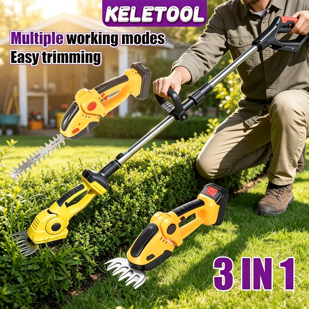 Cordless Hedge Trimmer 3 in 1 High Power Lightweight Double Safety Lock Grass Cutter Shrub Pruning Garden Tool mesin rumput
