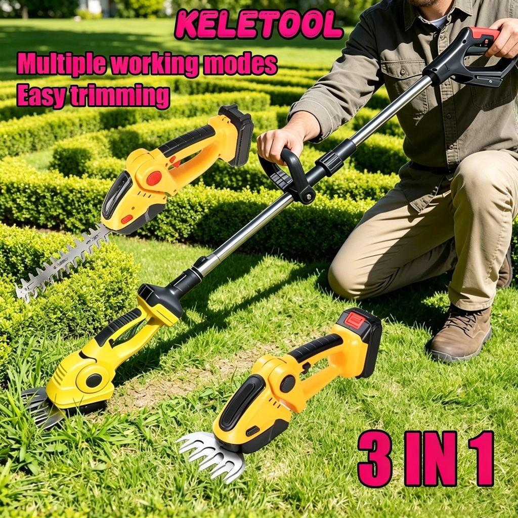 Cordless Grass Hedge Trimmer Rechargeable Handheld Grass Cutter Adjustable Extension Pole Lawn Shrub Pruning mesin rumput