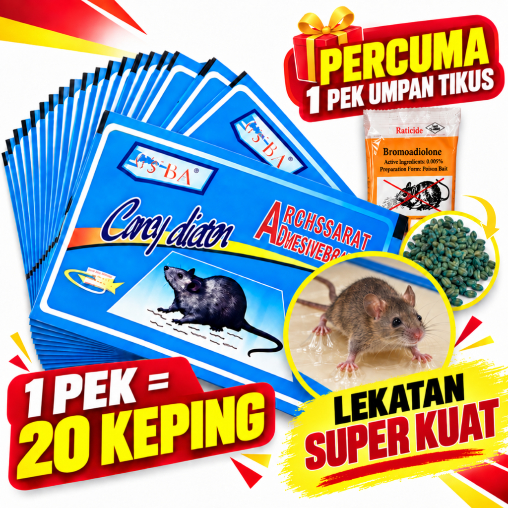 Tikus Masuk Rumah? Tangkap Sekarang! Perangkap Tikus 1 Pek 20 Keping + Percuma 1 Pek Umpan Tikus Mouse Trap Gam Tikus Rat Trap Pelekat Tikus Pelekat Tikus Paling Kuat Rat Glue Trap Mouse Trap Glue 老鼠贴 Mouse Sticky Trap