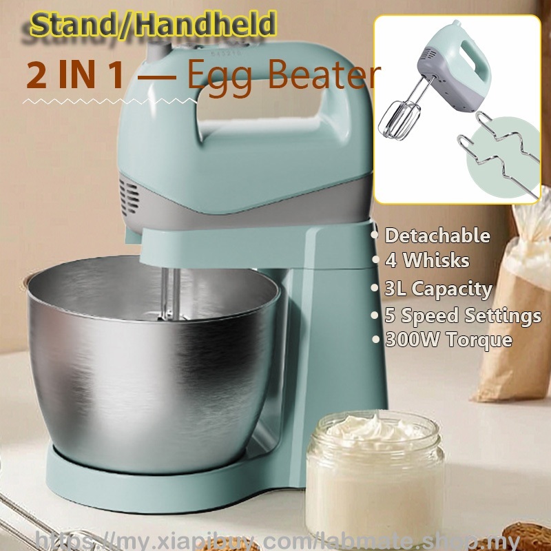 Pengadun Telur Elektrik 2 in 1 Meja & Tangan 5 Kelajuan Mesin Kek Krim Doh Mixer for Baking Cake