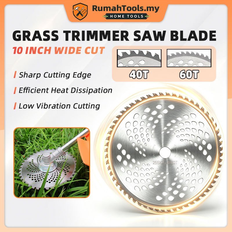 10 Inch 40T/60T Steel Saw Blade, Heavy Duty Grass Trimmer Brush Cutter Replacement Blade | STOK SEDIA Mata Pisau Mesin Potong Rumput 10 inci