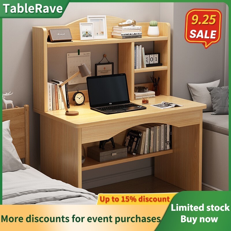 Integrated desk and bookshelf table for home use, bedroom, desktop computer desk, bookcase, office Meja rumah dan meja bersepadu rak buku