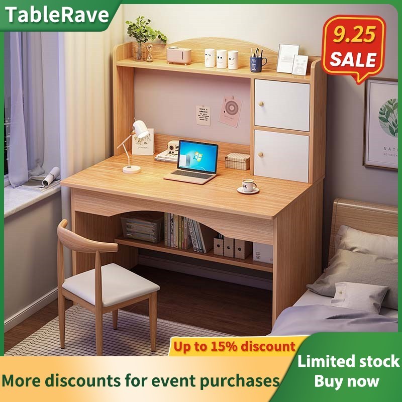 120CM Meja belajar Computer Study Table With Drawer Bookshelf Study Deck Home Office Study Desk Meja Komputer 电脑桌书桌