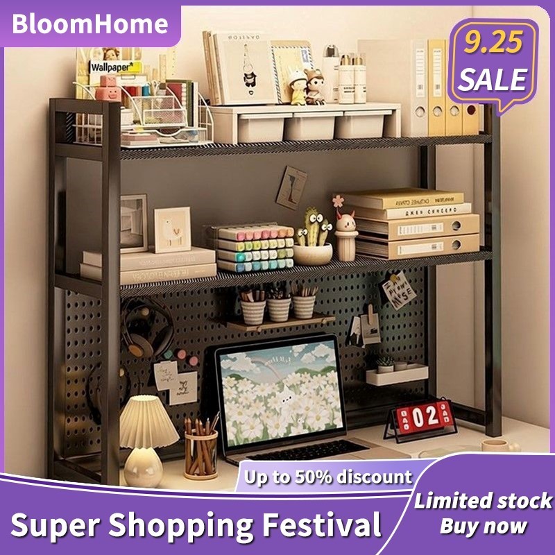Desk storage shelf, computer desktop pegboard, multi-tiered desktop bookshelf Rak buku meja bertingkat 多层桌上书架