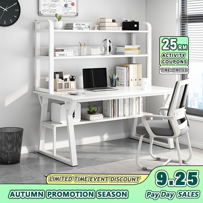 Desk 120/140 Compute table Study Table Office table Multi-functionalwith bookshelf meja rak buku Meja Belaja 电脑桌 书桌 学习桌