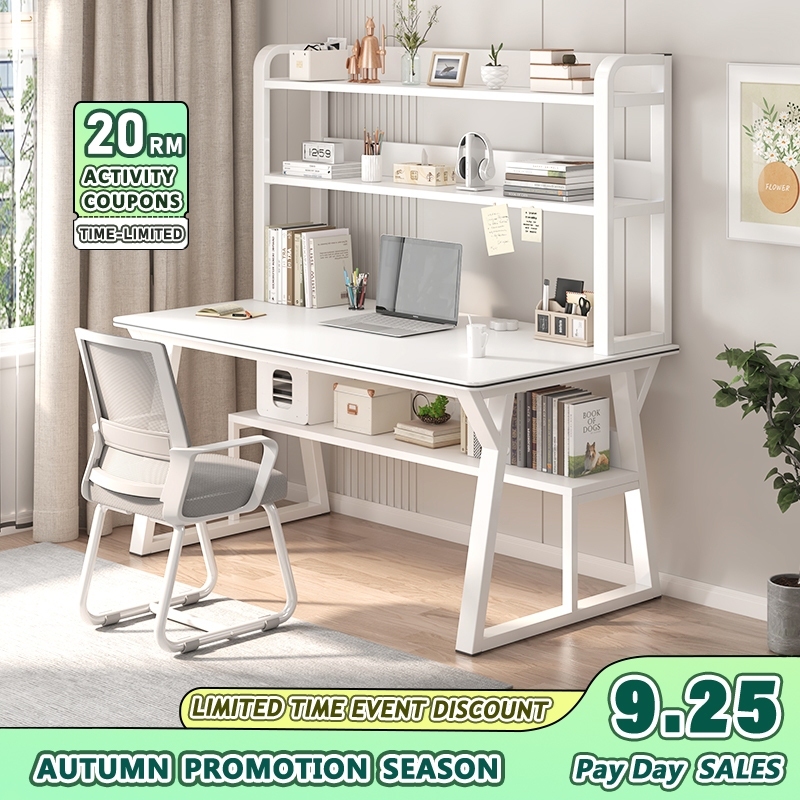 Desk computer table office table study desk With bookshelf meja rak buku Meja Belajar meja pejabat komputer 书桌 办公桌