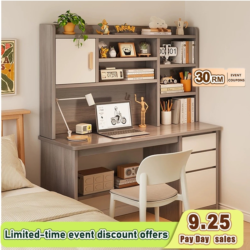 Study desk with bookshelf, drawer, computer desk, multi-functional desk Meja Komputer 电脑桌 书桌