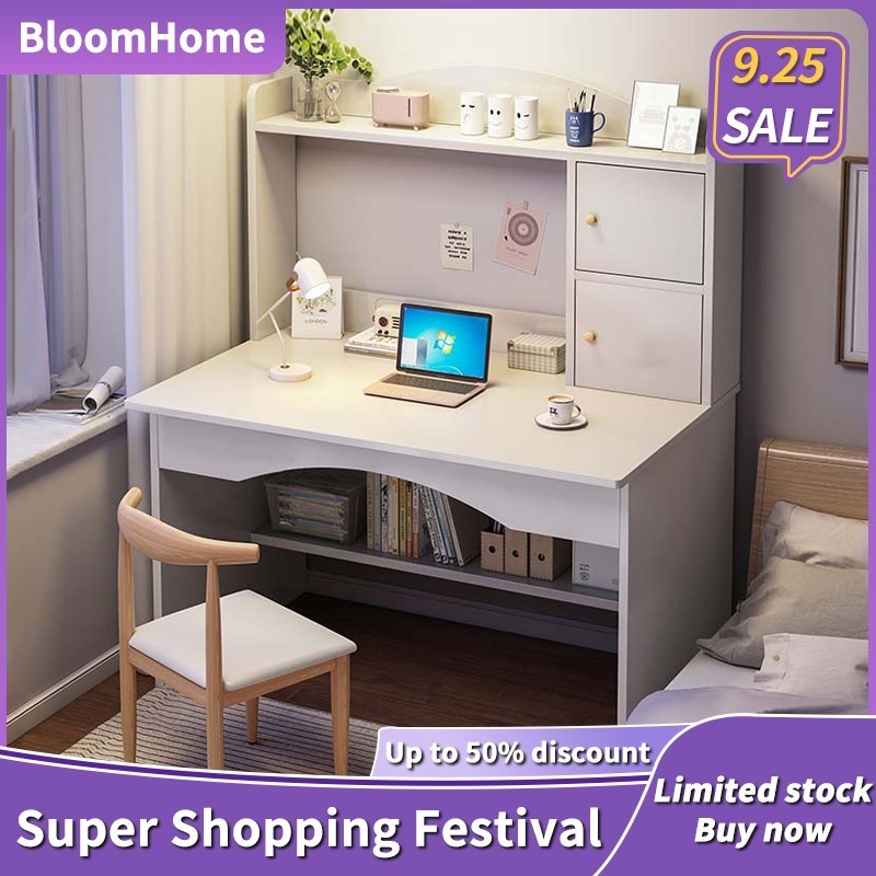 Desk student home bookshelf integrated writing desk simple modern bedroom computer desk simple meja ringkas, meja tulis, meja komputer