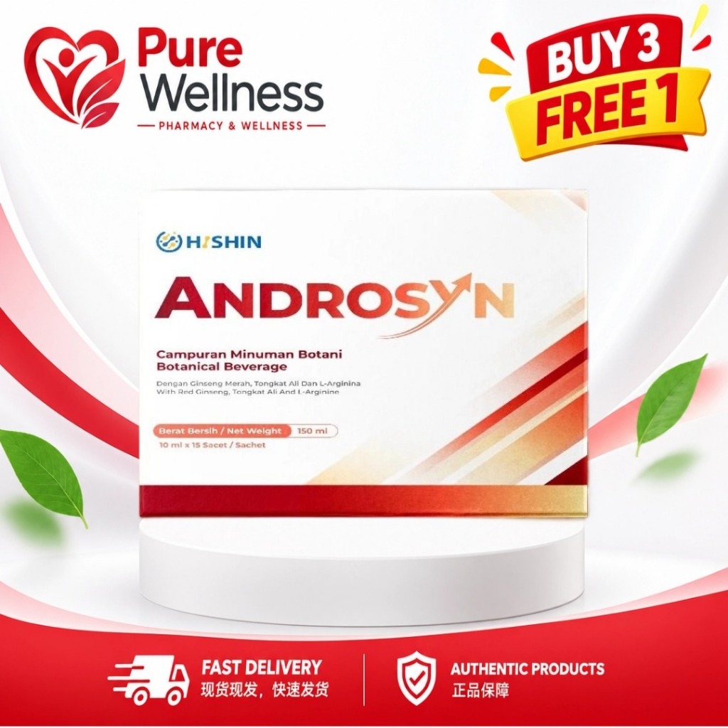 [On Sale] Hishin Androsyn Botanical Drink Red Ginseng Tongkat Ali 15 Sachets