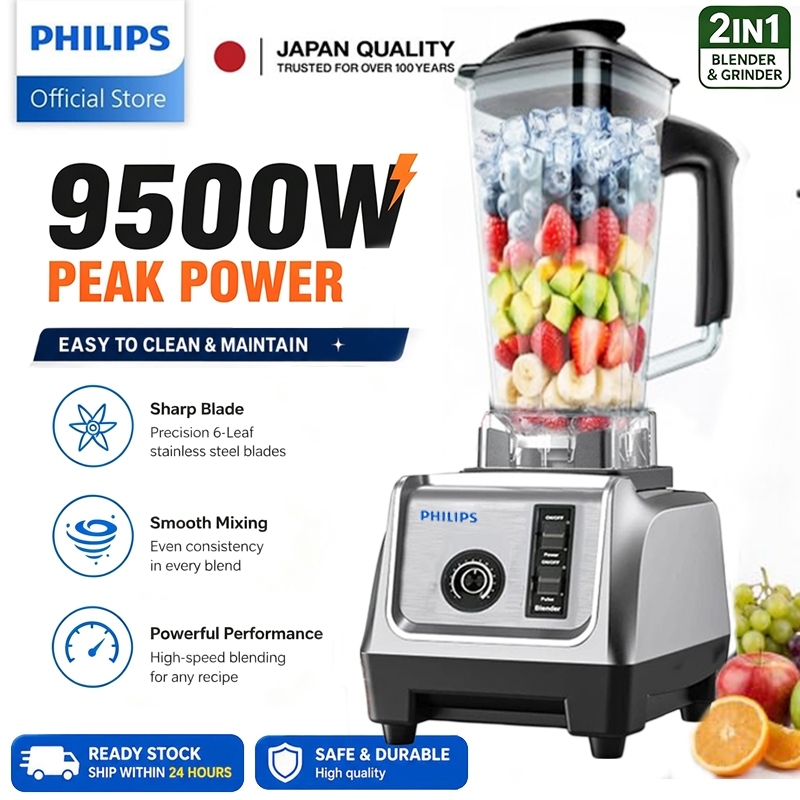 Philips 2.5L Blender Heavy Duty 9500W Juicer Blender Mixer BPA Free Electric High Speed Juicer High Power Food Processor Ice Smoothies Crusher Mesin Pengisar Ais mesin ais blender