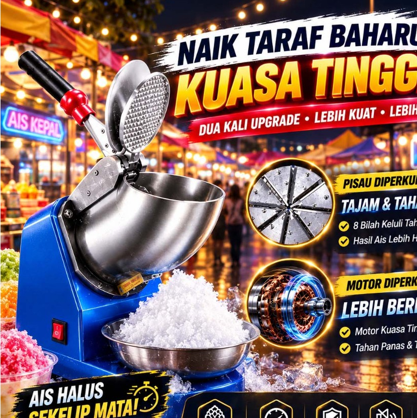 【Ready stock】Ice Crusher Machine 500W Suitable for Home & Business Use Ice Shaver cendol maker 4 Blade Electric Crushing Shaved Machine Ais Kacang Mesin Ice Crusher Mesin Ais Kisah Mesin Penghancur Ais 刨冰机