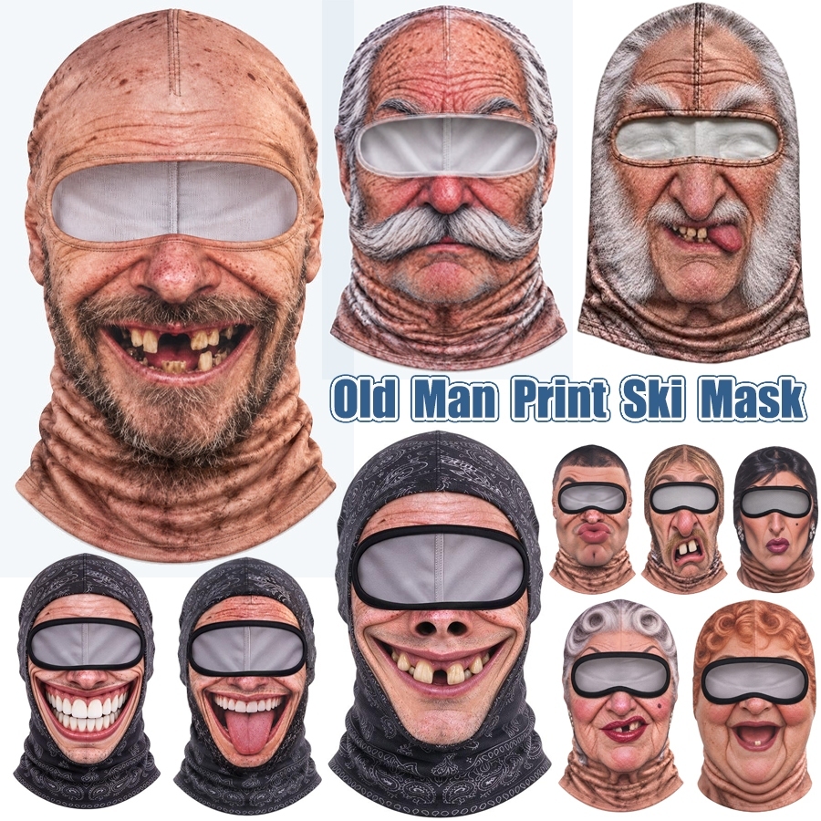 Funny Realistic Face Ski Mask 3D Novelty Old Man Balaclava Face Mask Winter Party Gear for Outdoor Groups