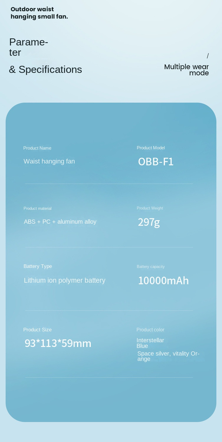 Title 12, 10000 mAh hängender Hals-/Taillenventilator, US...