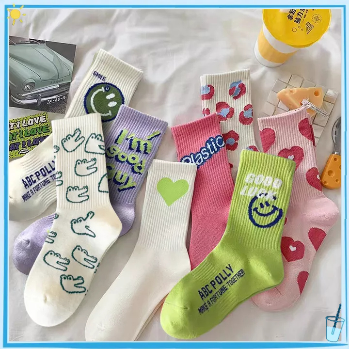 [Ready Stock]Korean socks men and socks women ins cartoon socks long socks women cute socks women