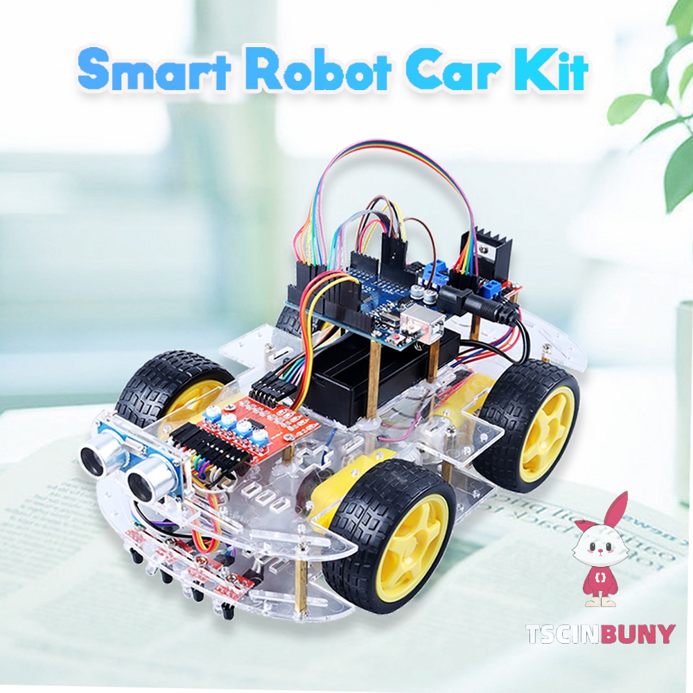 [Ready Stock] TSCINBUNY Popular STEM DIY 4WD Smart Robot Car Kit For Arduino Robot Toy UNO R3 Project C/C++ Programming Education Kit With PDF Step-by-step Tutorial Manual Robot