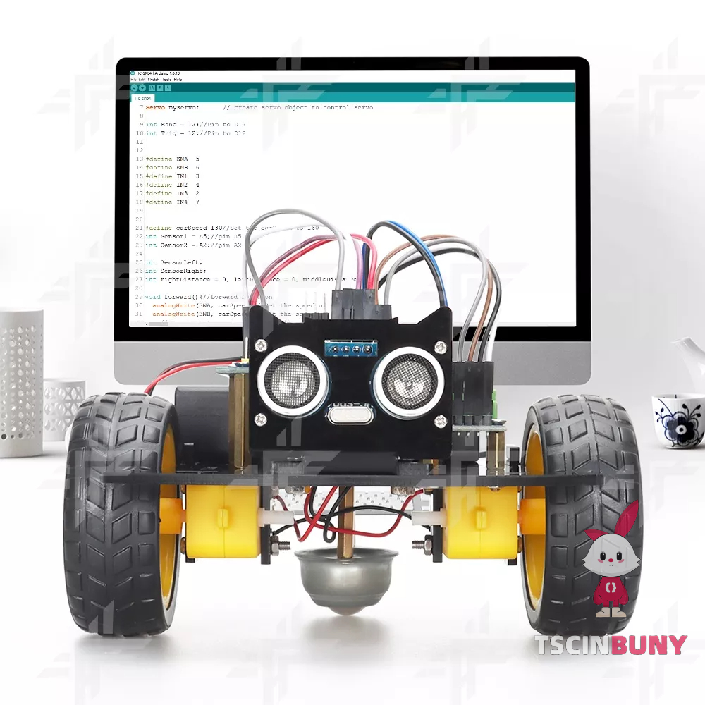 [Ready Stock] TSCINBUNY Popular 2WD Mini DIY Smart Robot Car Code Toy Kit For Arduino Robot Car C/C++ Programming Skill Best Practices PDF Step-by-step Tutorial STEM Project Gift