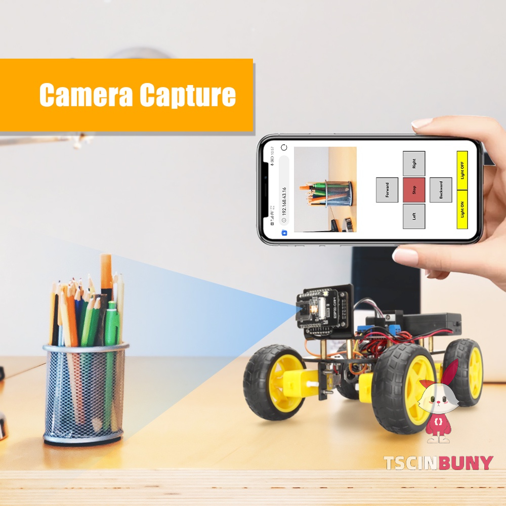 [Ready Stock] TSCINBUNY Popular Creative WiFi Robot ESP32 Camera IoT Kit For Arduino Robot Car ESP32-Cam C++ Programming PDF Tutorial Academy STEM Starter Kit