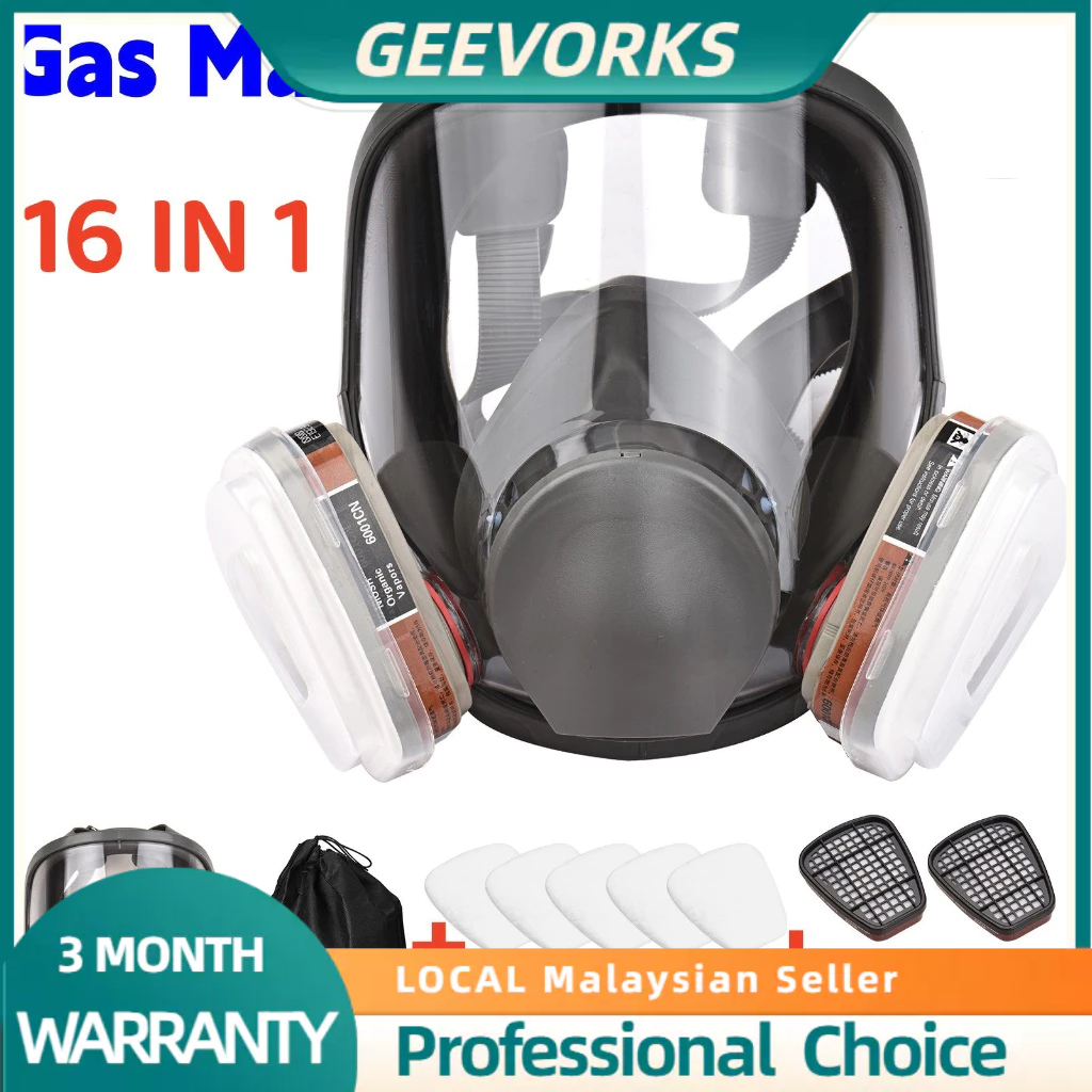 [LOCAL]16 in 1 Full Face Gas Mask Respirator For 6800 mask Facepiece Respirator Painting Spraying Organic Vapor Respirator