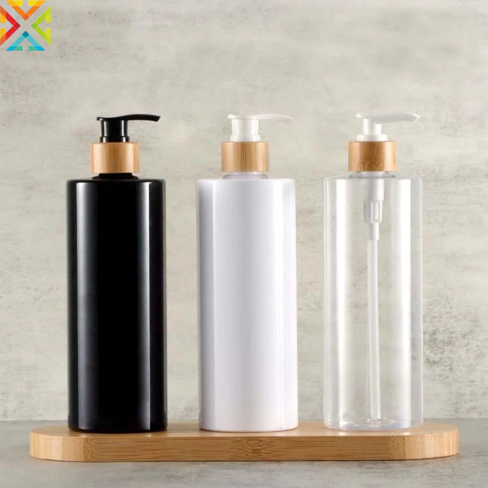 300/500ML Bamboo Empty Pump Dispenser Bathroom PET Dish Soap Bottle Lotion Refillable Shower Gel Hand Liquid Storage Container