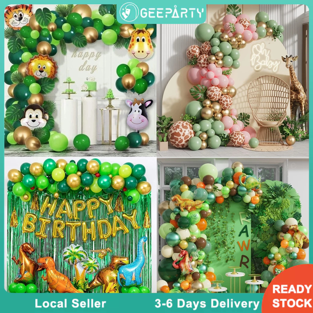 GeeParty Jungle Safari Dinosaur Balloon Garland Set Arch Kit For Birthday Party Decoration Supplies