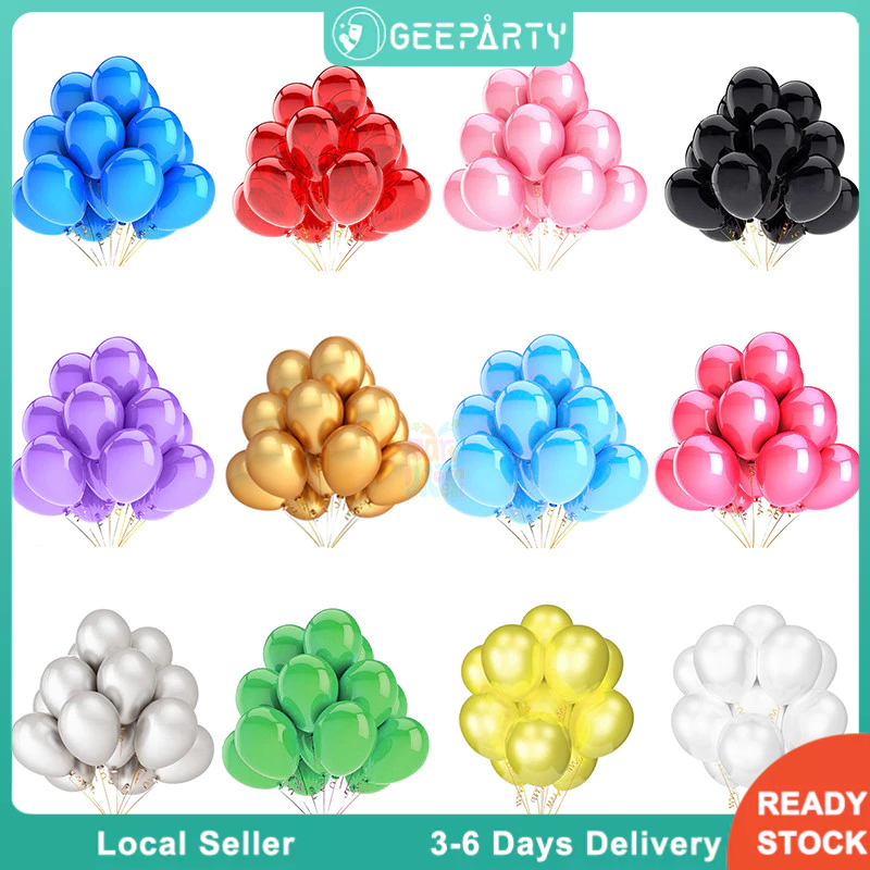 GeeParty 10pcs 12inch Multicolor Pearl Balloon Glossy Latex Colorful Balloons for Wedding Anniversary Birthday Party Decors
