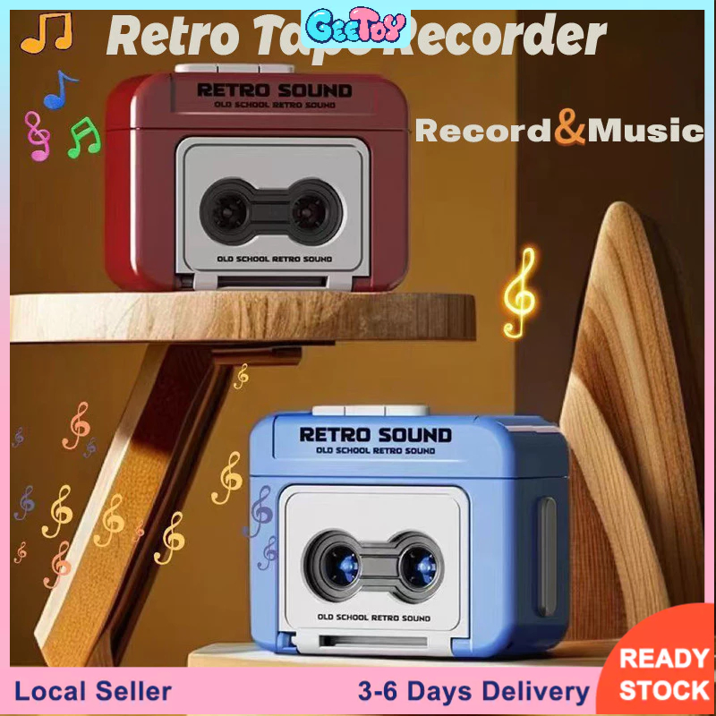 GeeToy Mini retro recorder keychain, cute music player, school bag pendant, children's gift decoration toy
