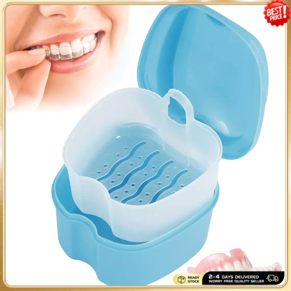 Denture Cleaning Case | Portable Retainer Storage Box With Drain Basket