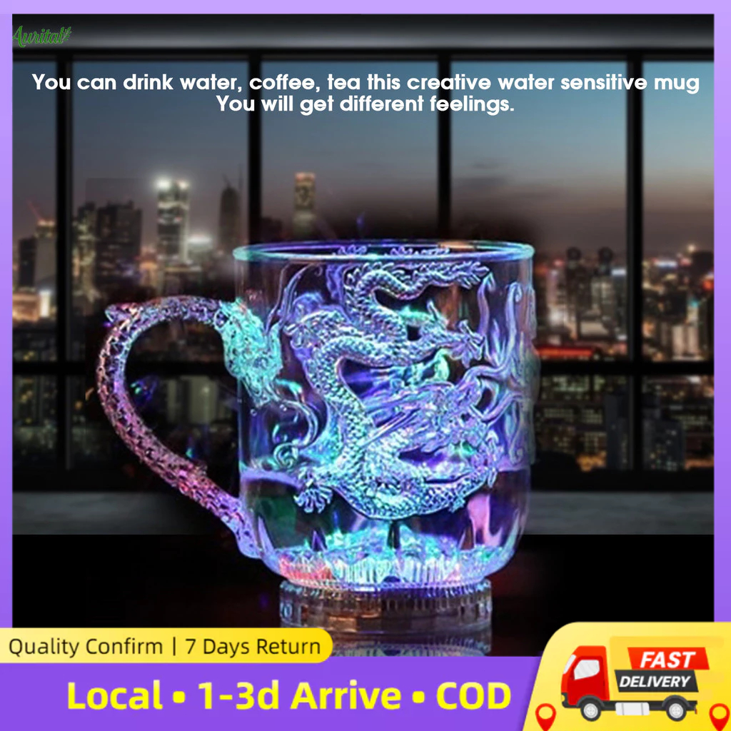 【Local delivery】 Color Changing LED Mug – Novelty Light Up Mug with Temperature Sensitive Color Change, 285ml Acrylic Cup with Built-in Battery, Illuminated Drinking Glass for Bar, Party, Coffee, Tea, Gift for Men Women