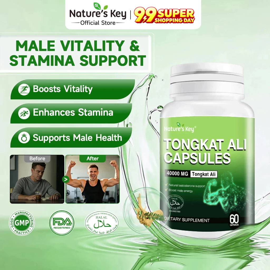 Nature's Key TONGKAT ALI Capsules 40000mg - Boost  Energy Wellness Formulation  60 Capsules