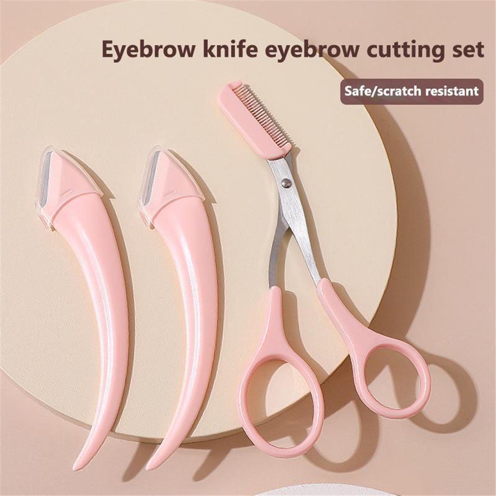 Professional Eyebrow Trimming Kit With Scissors And Razor Blades Eyebrow Grooming Set