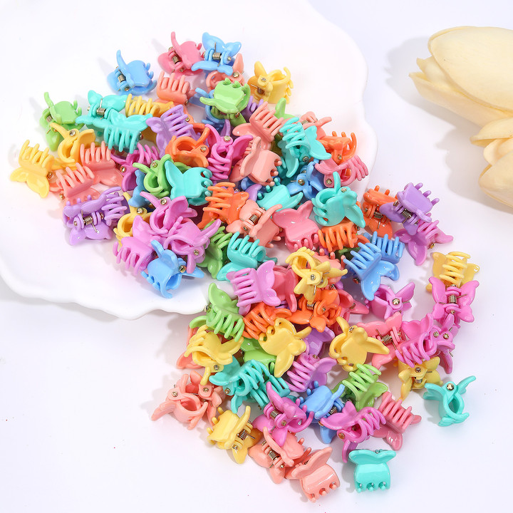 100Pcs Butterfly Hair Claw Clips Mix Colors Mini Plastic Hair Clamps Cute Korean StyleHairpin