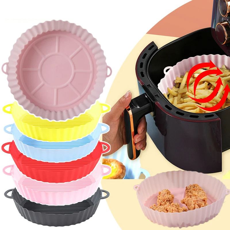 Silicone Air Fryer Liner Round Airfryer Oven Baking Trays for Pizza Grill Chicken Baking Mat Reusable  Air Fryer Basket 