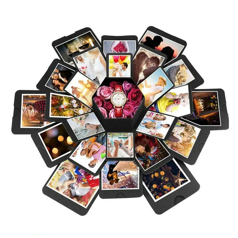 Surprise Explosion Box Scrapbook Photo Album DIY Gift Boxes Creative Hexagon Handmade for Valentine