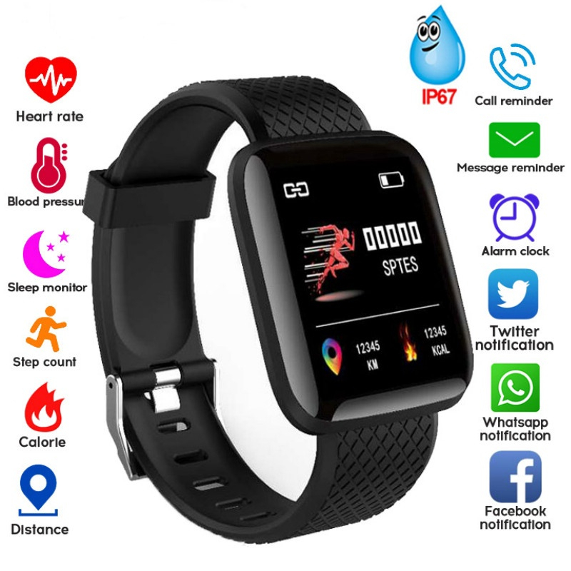  116 Plus Smart Watch Bluetooth Call  Waterproof  1.44-inch Full Touch Heart Rate Blood Fitness Tracker With Multifuntional/Sport/Run Smart Watch For Men.