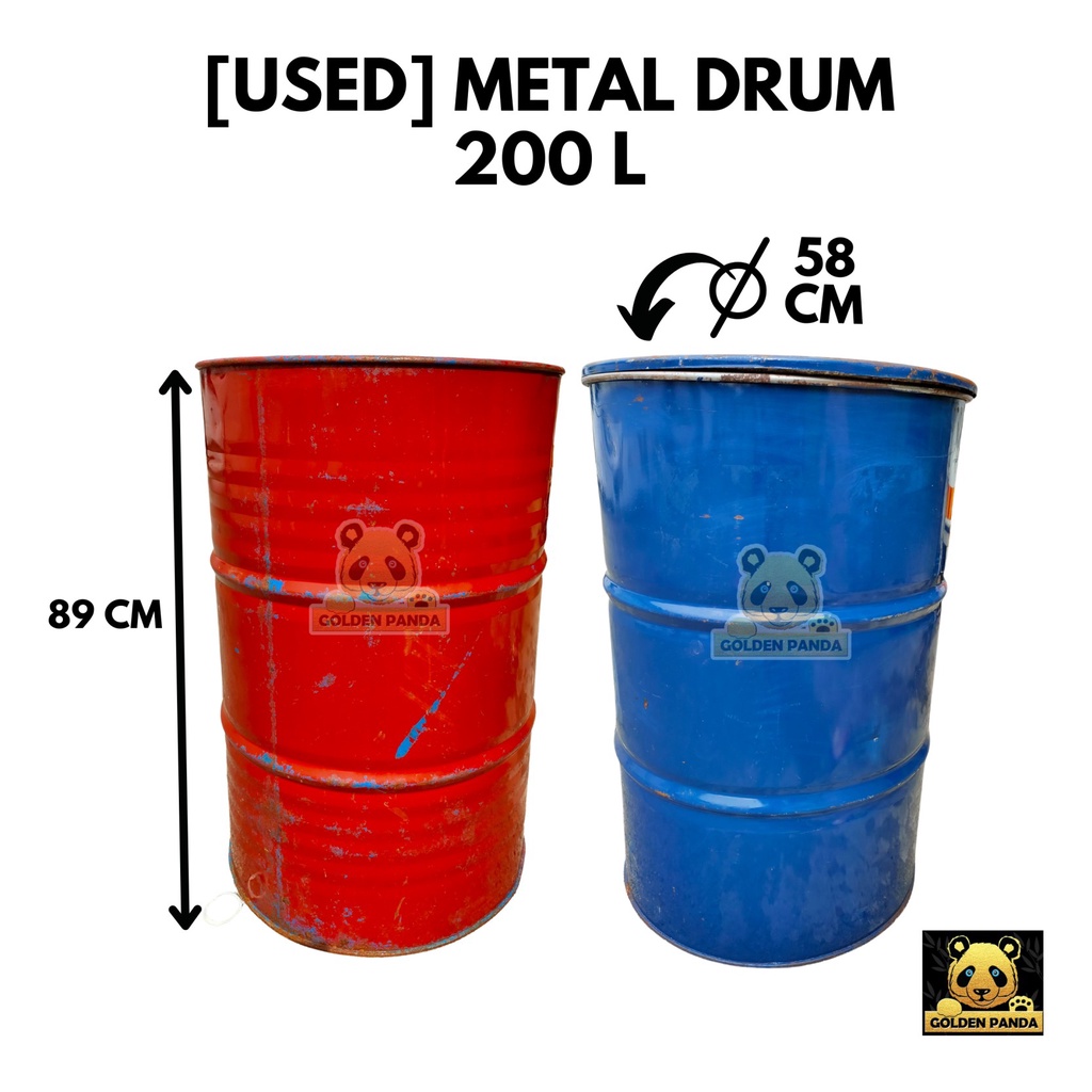 [USED] Tong Besi/Closed Top 200L Metal Barrel/Steel Drum/Tong Drum Besi ...