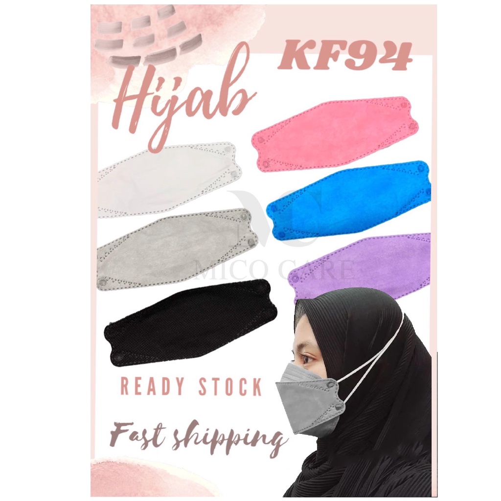[Ready Stock KL] KF94 Mask Hijab 10pcs kf94 hijab mask kf94 Head loop