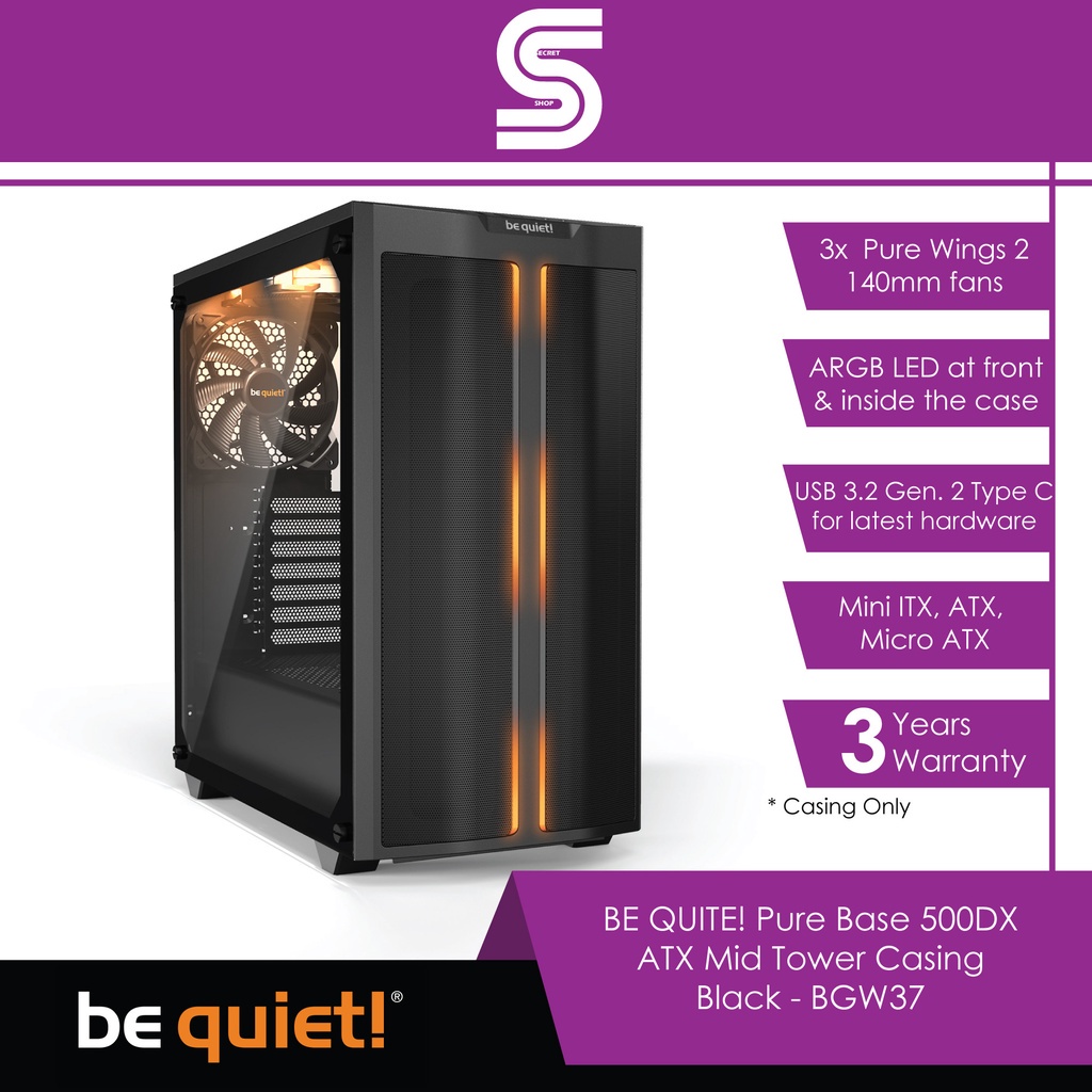 BE QUIET! Pure Base 500DX ATX Mid Tower Casing Black - BGW37 | Shopee ...