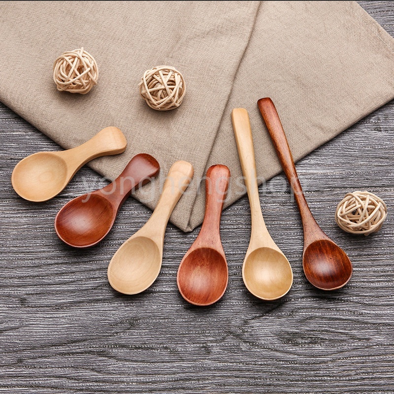 Wooden Spoon Coffee Stirring Spoon Dessert Ice Cream Scoop Honey Soup Spoon Solid Wood Teaspoon Tableware Kitchen Gadget